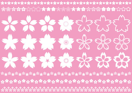 Illustration material collection of cherry blossomsのイラスト素材