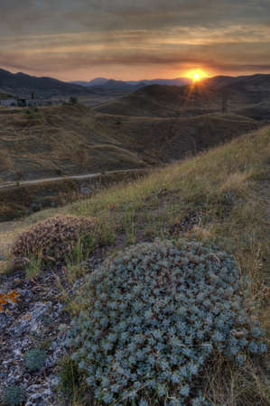 majestic sunrise over the mountains の写真素材