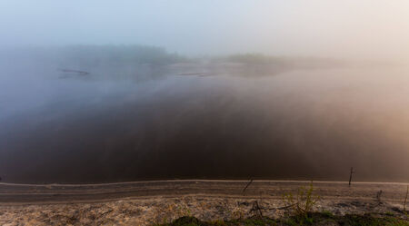the mist over the River at dawnの写真素材