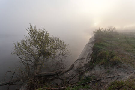 the mist over the River at dawnの写真素材