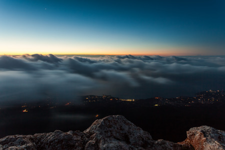 Majestic sunset in the mountains landscape, morningの写真素材