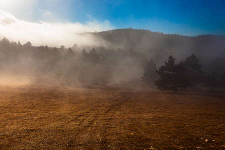 Majestic sunset in the mountains landscape, morningの写真素材