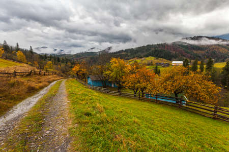 global warming. mountain landscape. Clouds and fog.の写真素材