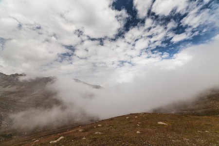 fog and cloud mountain valley landscape. europe