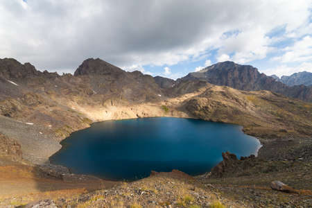 Mountain lake, Beautiful landscapes with high mountainsの写真素材