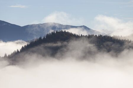 Fog on the mountain. landscape
