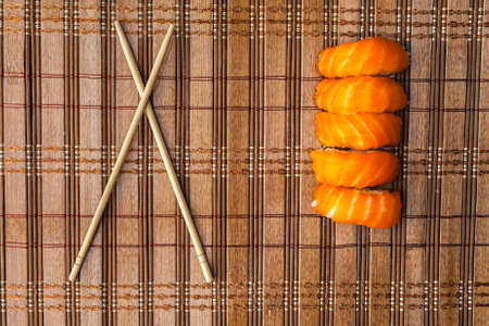 classic sushi with salmonの写真素材