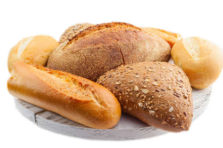 THE assorted breads isolated on the plate