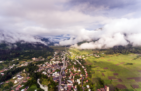 Svaneti Old village in Georgia. Medieval tower. Mestiaの写真素材