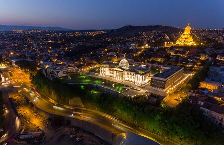 TBILISI capital of Georgia. Aerial view of center of Tbilisiの写真素材