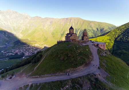 Gergeti monastery in Georgia.の写真素材
