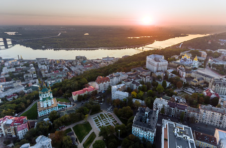 St. Andrews Church (Kiev) Ukraine. Cityscape from a height.