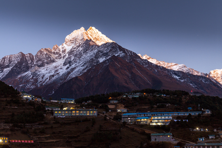 Namche Bazaar, Everest trek, Himalaya, Nepalの写真素材