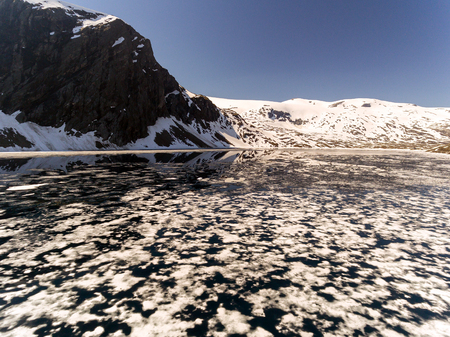 Beautiful Nature Norway natural landscape. Aerial Djupvatne lake.の写真素材