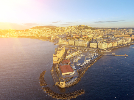 Naples, Italy. Aerial cityscape image of Naples, Campania, Italy during sunrise.の写真素材