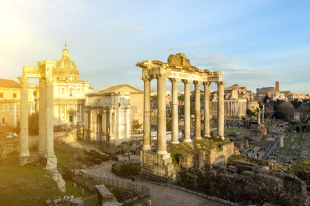 Roman Forum. Vast excavated area of Roman temples.の写真素材
