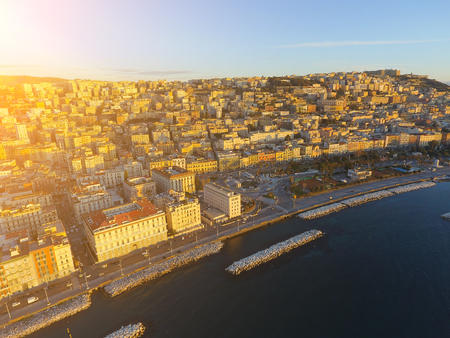 Naples, Italy. Aerial cityscape image of Naples, Campania, Italy during sunrise.の写真素材