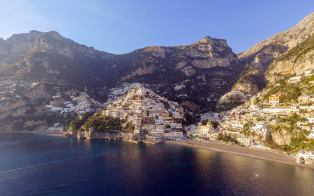 View of Positano village along Amalfi Coast in Italyの写真素材