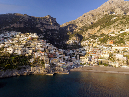 View of Positano village along Amalfi Coast in Italyの写真素材