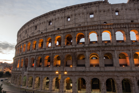The Colosseum or Coliseum, Flavian Amphitheatre in Rome, Italyの写真素材