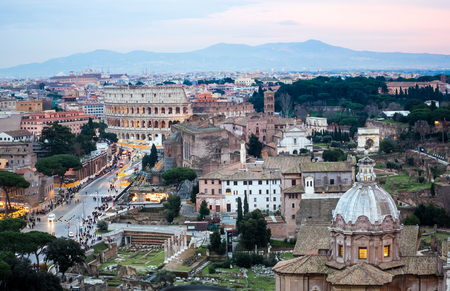 The Colosseum or Coliseum, Flavian Amphitheatre in Rome, Italyの写真素材