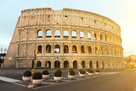 The Colosseum or Coliseum, Flavian Amphitheatre in Rome, Italyの写真素材