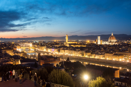 FLORENCE in Italy with the dome and Palazzo della Signoria and arno riverの写真素材