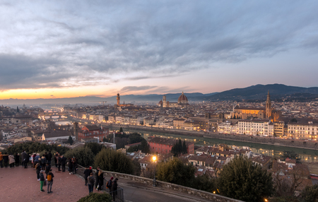 FLORENCE in Italy with the dome and Palazzo della Signoria and arno riverの写真素材