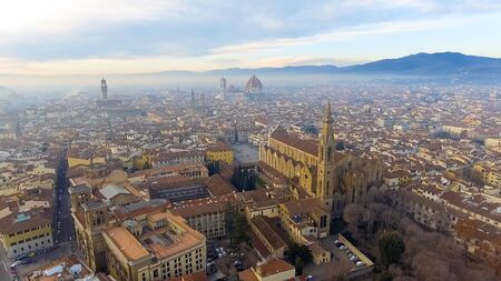 FLORENCE in Italy with the dome and Palazzo della Signoria and arno riverの写真素材