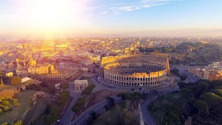 The Colosseum or Coliseum, Flavian Amphitheatre in Rome, Italy.の写真素材