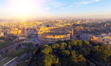 The Colosseum or Coliseum, Flavian Amphitheatre in Rome, Italy.の写真素材