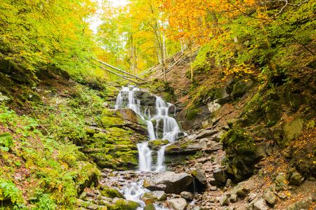 wonderful mountain waterfall cascade falls. aerial view. Shipot waterfallの写真素材