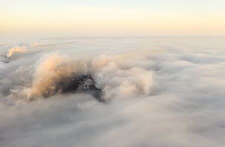 Aerial view. Pipes Throwing Smoke in the Sky.の写真素材