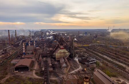 Aerial view. Pipes Throwing Smoke in the Sky.の写真素材
