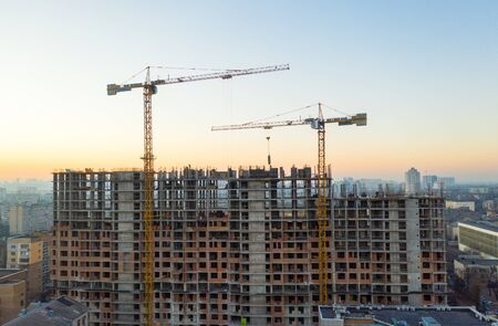 Aerial Shot of the Building in the Process of Constructionの写真素材