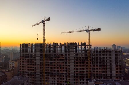 Aerial Shot of the Building in the Process of Constructionの写真素材