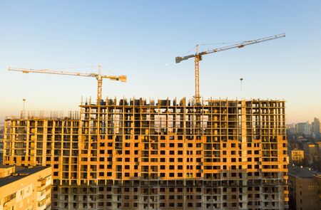 Aerial Shot of the Building in the Process of Constructionの写真素材