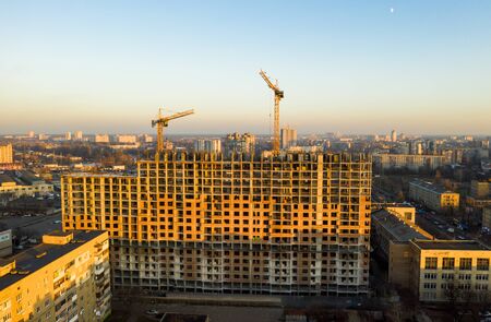 Aerial Shot of the Building in the Process of Constructionの写真素材