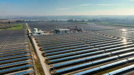 aerial view of solar power station, Renewable Energy,の写真素材