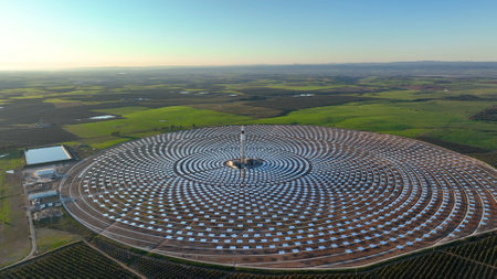 Aerial view of solar Plant in Seville, Spain.の写真素材