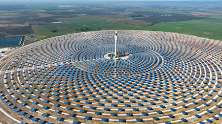 Aerial view of solar Plant in Seville, Spain. Renewable energy.の写真素材