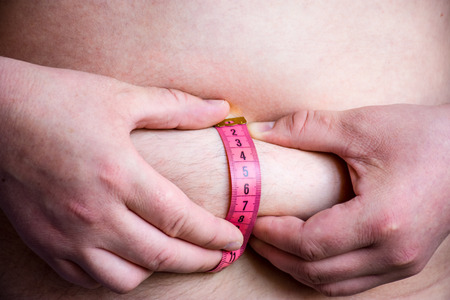 Person or patient measures by himself thickness of fat skin folds for presence of subcutaneous fat...