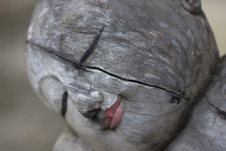 Texture of ancient wooden doll  Art is beautiful and valuable When looking to calm the mind As if the great spirit of potential within の写真素材