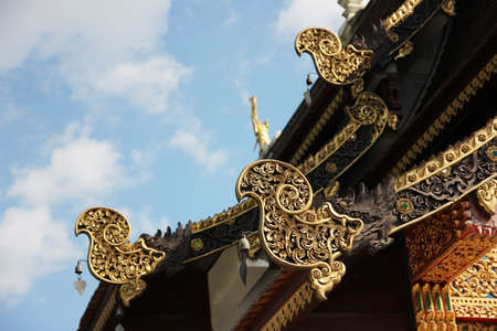 Roof of temple in chiangmai thailand unusual pattern but beautiful  Art is golden and graceful...
