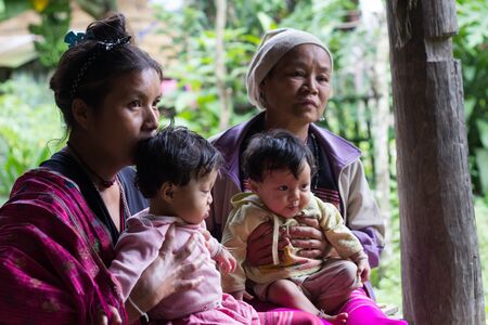Chiangmai, Thailand - August 21, 2013  Karen is ethnic group in Thailand  Them live by nature on high mountain in north of Thailand  Many Karen very poor のeditorial素材