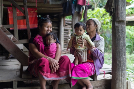 Chiangmai, Thailand - August 21, 2013  Karen is ethnic group in Thailand  Them live by nature on high mountain in north of Thailand  Many Karen very poor のeditorial素材