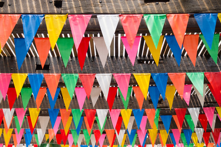 Triangle patty flag is collorful for happy day の写真素材