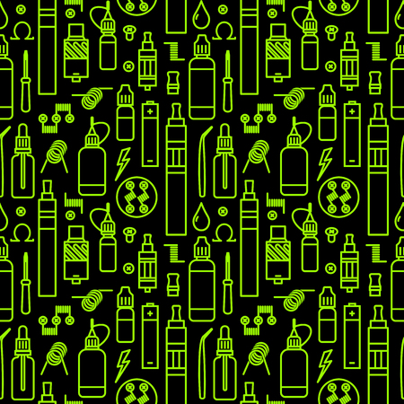 Vector seamless pattern of vaporizer and accessories.のイラスト素材