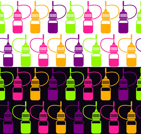 Seamless pattern of e-liquid,  isolated on white and black backgroundのイラスト素材