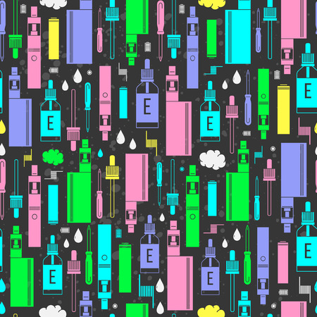 Vector seamless pattern for vape shop and vape service, e-cigarette store, isolated on texture grunge background. Endless backgroundのイラスト素材